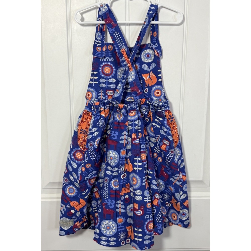 Eleanor Rose Janie Jumper Dress Girls 6/7 Blue Woodland Fox Owl Floral - Picture 4 of 4